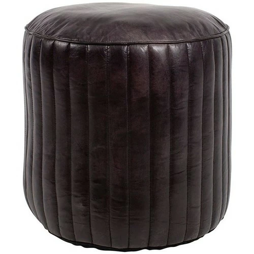 Côté Table Pouf rond cuir noir 42x45cm Couleur Noir 1 Côté Table Pouf rond cuir noir 42x45cm Couleur Noir