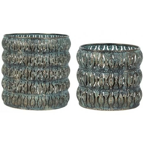 Côté Table Set de 2 photophores fer 21x13cm Couleur Bleu clair 1 Côté Table Set de 2 photophores fer 21x13cm Couleur Bleu clair