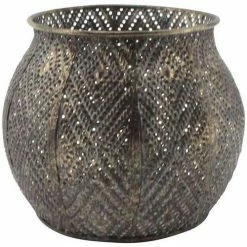 Côté Table Photophore Baladi fer gris 15x12cm Couleur Gris et doré