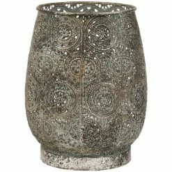 Côté Table Photophore broderie métal 13x17cm Couleur Bleu et gris