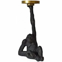 Côté Table Bougeoir singe noir doré 34cm Couleur Noir et doré