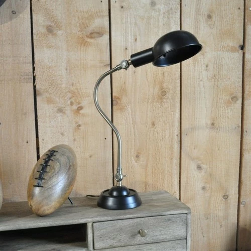 Côté Table Lampe Bureau noire dorée 19x54cm Couleur Noir 2 Côté Table Lampe Bureau noire dorée 19x54cm Couleur Noir – Image 2