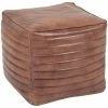 Côté Table Pouf carré cuir brun 40x40x42cm Couleur Brun