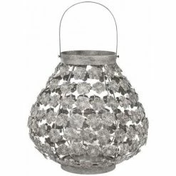 Côté Table Lanterne fleurs métal gris 38x37cm Couleur Gris