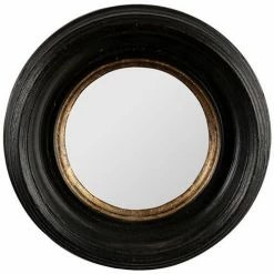 Côté Table Miroir rond noir doré Auréole 16cm Couleur Noir et doré