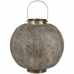 Côté Table Lanterne Baladi métal doré 44x43cm Couleur Gris et doré