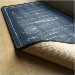 Casâme Tapis de cuisine noir motif couverts Couleur Gris -Côté Table Soldes Boutique 22315400 500 C