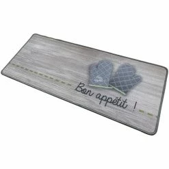 Casâme Tapis de cuisine motif bon appétit Couleur Gris