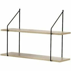 Casâme Étagère Murale 2 Niveaux décor Bois L60 cm Couleur Autres