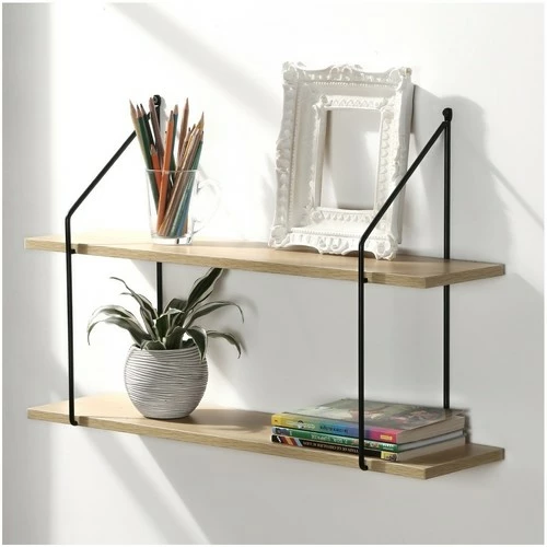 Casâme Étagère Murale 2 Niveaux décor Bois L60 cm Couleur Autres 2 Casâme Étagère Murale 2 Niveaux décor Bois L60 cm Couleur Autres – Image 2