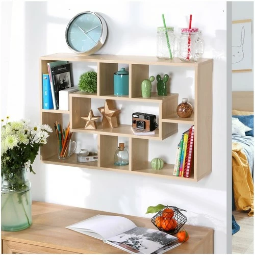 Casâme Étagère Murale Flottante 7 Niches Décor Bois - L76 x H48cm Couleur Autres 2 Casâme Étagère Murale Flottante 7 Niches Décor Bois - L76 x H48cm Couleur Autres – Image 2