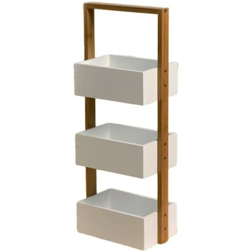 Casâme Etagère droite bambou 3 bacs de rangement Couleur Blanc 1 Casâme Etagère droite bambou 3 bacs de rangement Couleur Blanc