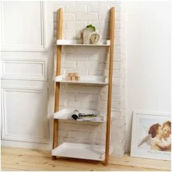 Casâme Étagère échelle 4 niveaux en bambou Couleur Blanc -Côté Table Soldes Boutique 22763221 500 B