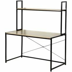 Casâme Bureau L120cm style industriel avec 1 étagère Couleur Autres