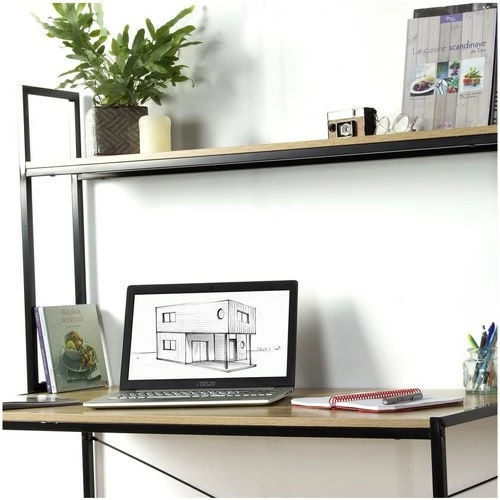 Casâme Bureau L120cm style industriel avec 1 étagère Couleur Autres 3 Casâme Bureau L120cm style industriel avec 1 étagère Couleur Autres – Image 3