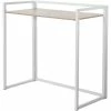 Casâme Bureau pliable L86 cm métal blanc et décor chêne Couleur Blanc