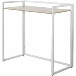 Casâme Bureau pliable L86 cm métal blanc et décor chêne Couleur Blanc