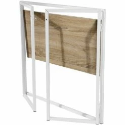 Casâme Bureau pliable L86 cm métal blanc et décor chêne Couleur Blanc 5 Casâme Bureau pliable L86 cm métal blanc et décor chêne Couleur Blanc -Côté Table Soldes Boutique 22763245 500 C