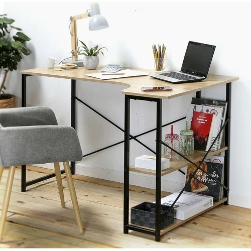 Casâme Bureau industriel avec retour en angle et 2 étagères - L120 cm Couleur Autres 2 Casâme Bureau industriel avec retour en angle et 2 étagères - L120 cm Couleur Autres – Image 2