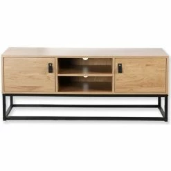 Casâme Meuble TV décor chêne 2 portes et niche Centrale - L120 cm Couleur Autres