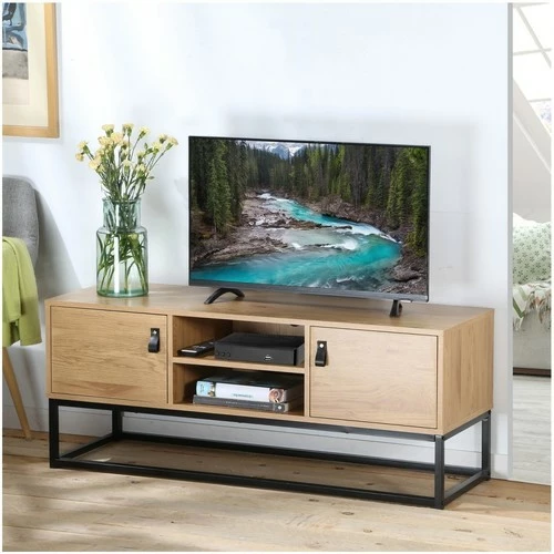 Casâme Meuble TV décor chêne 2 portes et niche Centrale - L120 cm Couleur Autres 2 Casâme Meuble TV décor chêne 2 portes et niche Centrale - L120 cm Couleur Autres – Image 2