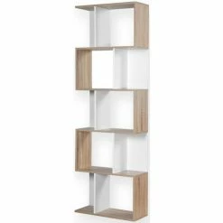 Casâme Bibliothèque Multi-cases H180 cm - Décor Bois et Blanc Couleur Autres