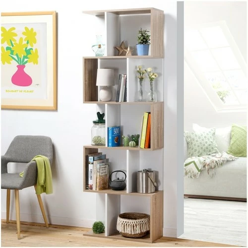 Casâme Bibliothèque Multi-cases H180 cm - Décor Bois et Blanc Couleur Autres 2 Casâme Bibliothèque Multi-cases H180 cm - Décor Bois et Blanc Couleur Autres – Image 2