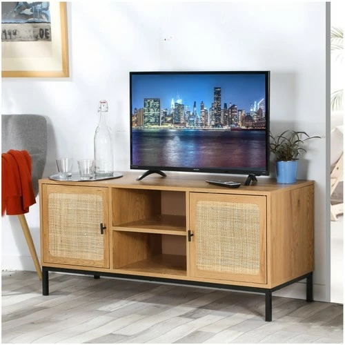 Casâme Meuble TV 2 Portes avec Cannage Rotin et 2 Niches - L120cm Couleur Autres 2 Casâme Meuble TV 2 Portes avec Cannage Rotin et 2 Niches - L120cm Couleur Autres – Image 2