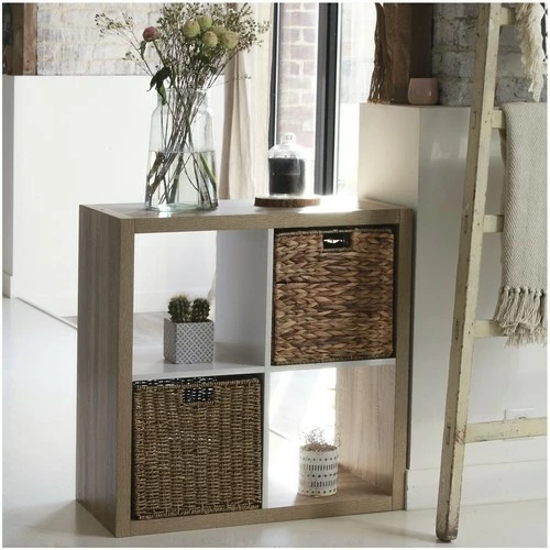 Casâme Bibliothèque 4 cases coloris chêne intérieur blanc Couleur Autres 2 Casâme Bibliothèque 4 cases coloris chêne intérieur blanc Couleur Autres – Image 2