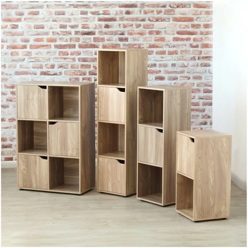 Casâme Meuble 4 cases décor bois 2 portes Couleur Marron 2 Casâme Meuble 4 cases décor bois 2 portes Couleur Marron – Image 2