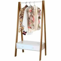 Casâme Penderie portant en bois avec tiroir Couleur Blanc