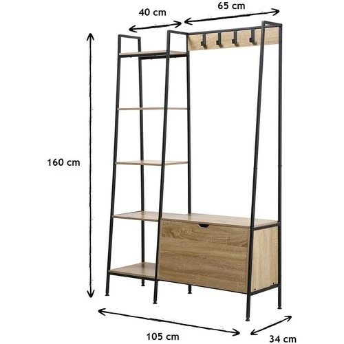 Casâme Penderie 5 Étagères avec coffre à chaussures et patères Couleur Autres 3 Casâme Penderie 5 Étagères avec coffre à chaussures et patères Couleur Autres – Image 3