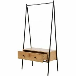 Casâme Penderie en métal Noir avec 1 Tiroir décor Chêne H170cm Couleur Autres -Côté Table Soldes Boutique 22791841 500 C