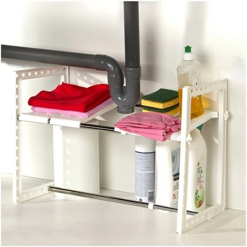 Casâme Étagère 1 niveau sous évier extensible L38/65 cm Couleur Blanc 2 Casâme Étagère 1 niveau sous évier extensible L38/65 cm Couleur Blanc – Image 2