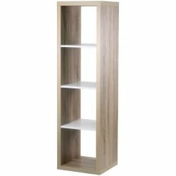Casâme Etagère de rangement 4 cases coloris chêne intérieur blanc Couleur Autres