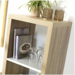 Casâme Etagère de rangement 4 cases coloris chêne intérieur blanc Couleur Autres -Côté Table Soldes Boutique 22825857 500 C