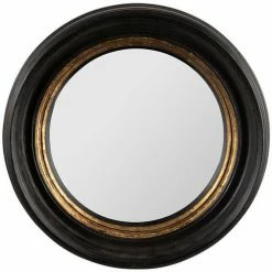 Côté Table Miroir rond noir doré Auréole 33cm Couleur Noir et doré