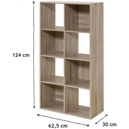 Casâme Bibliothèque 8 cases décor chêne - H124.2 cm Couleur Autres 3 Casâme Bibliothèque 8 cases décor chêne - H124.2 cm Couleur Autres – Image 3