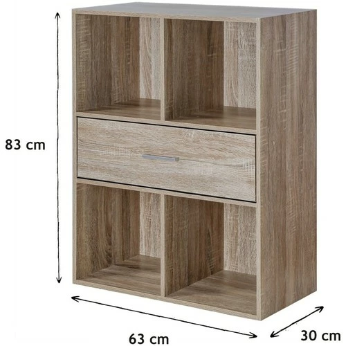 Casâme Meuble 4 cases décor chêne avec grand tiroir Couleur Autres 3 Casâme Meuble 4 cases décor chêne avec grand tiroir Couleur Autres – Image 3